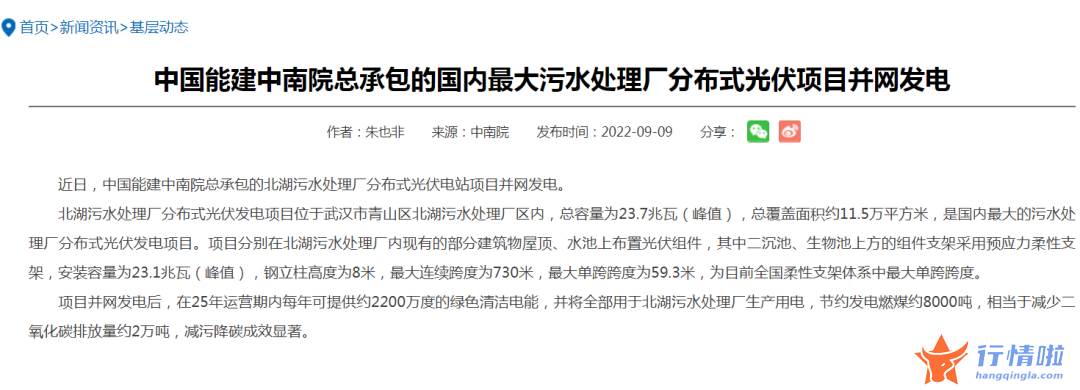 今天9条重大利好消息-政策支持“污水处理+光伏”，这些公司已着手布局